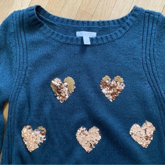 Lauren Conrad Crew Neck Gold Sequin Heart Sweater – Size XS - Picture 6 of 12
